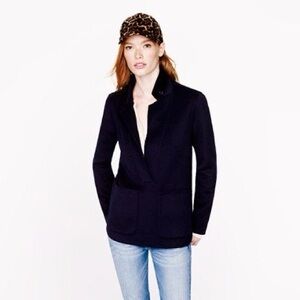 J. Crew Collection Double Faced Cashmere Popover - Navy